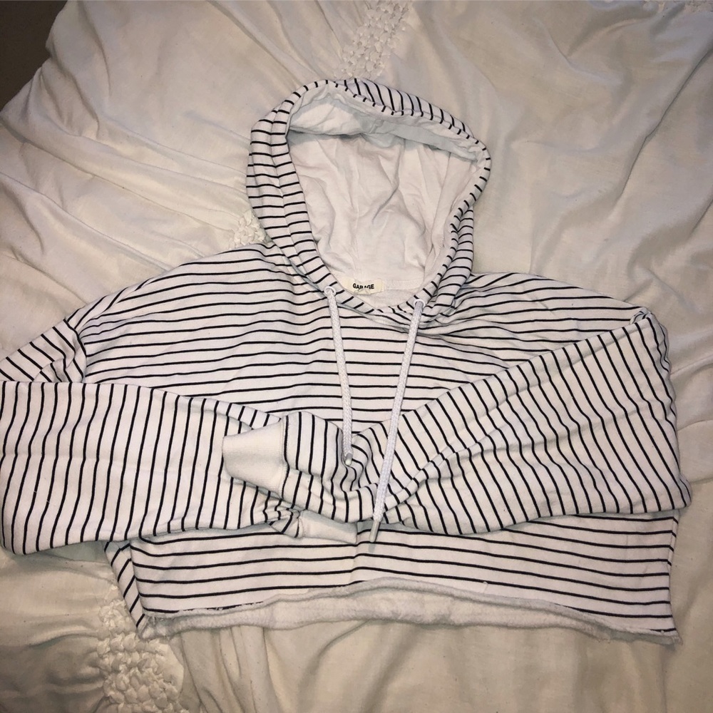 Garage cropped striped hoodie